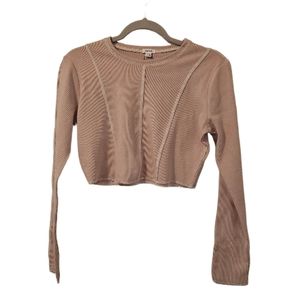 Pink Garage Women's Kylie Exposed Seams Long Sleeve Crop T-Shirt